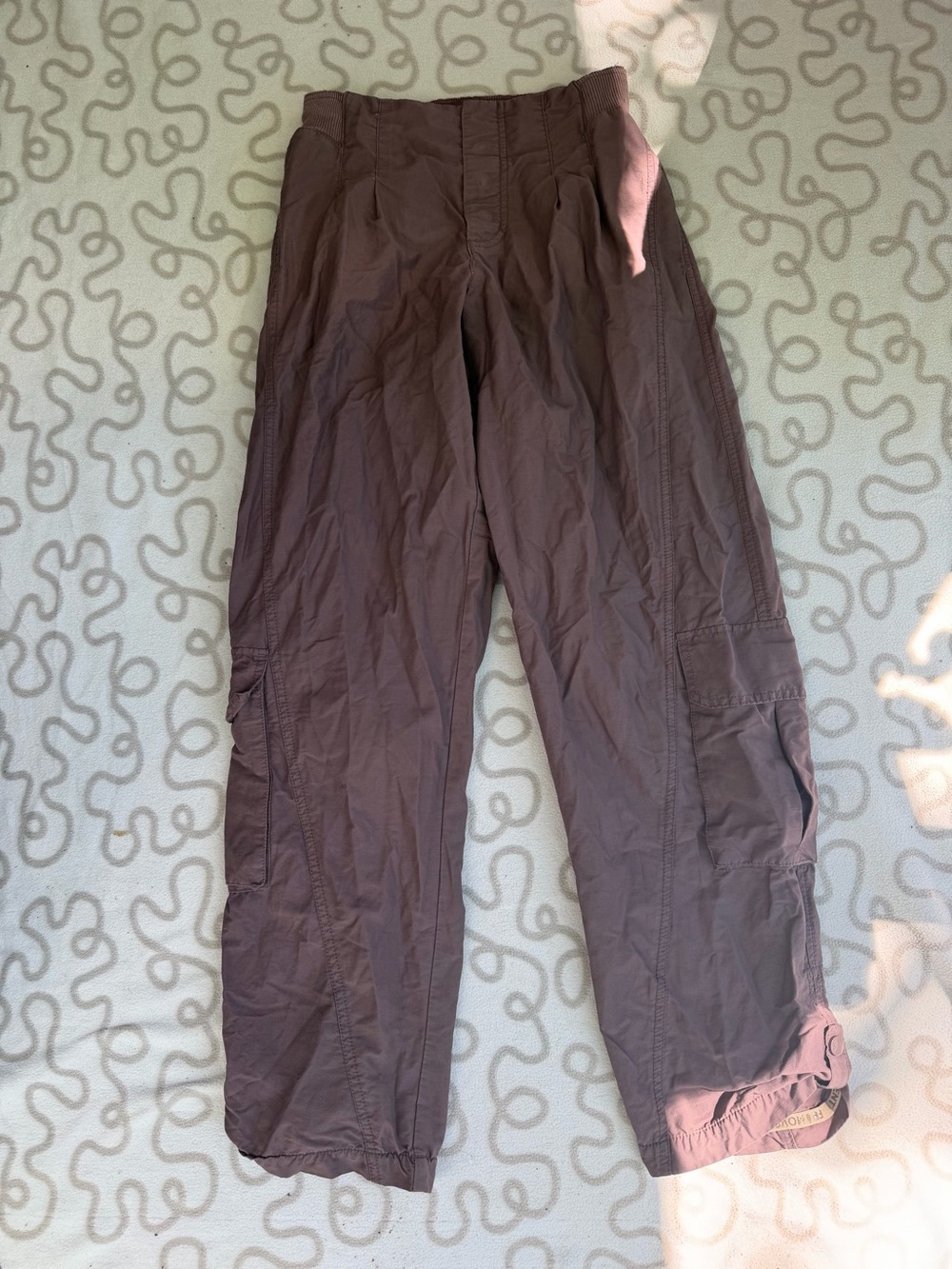 Free People Wide-Leg Cargo Pants in Purple